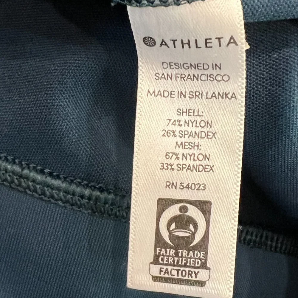 Athleta All‎ In Crop Cropped Capri Leggings Side Pockets Teal Women's No Size